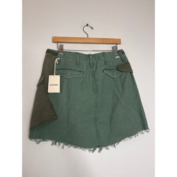 NWT Mother The G.I. Jane Cargo Pockets Cotton Mini Skirt Army Green Size: 29 - Picture 6 of 9